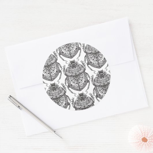 Patroon met handdoedel ronde sticker (Envelop)