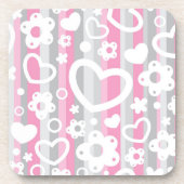 Patroon met hart en bloemen bier onderzetter (Voorkant)