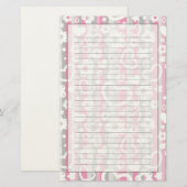 Patroon met hart en bloemen briefpapier (Voorkant / Achterkant)