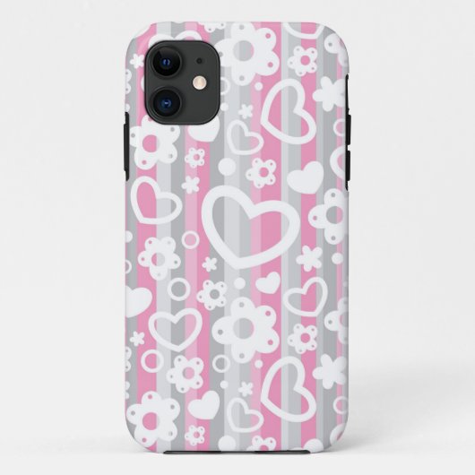 Patroon met hart en bloemen Case-Mate iPhone case (Achterkant)