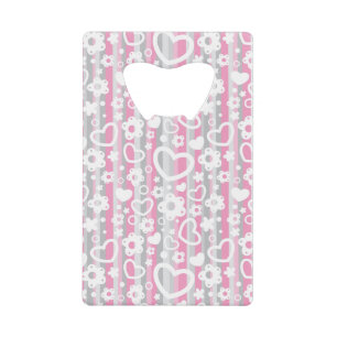 Patroon met hart en bloemen creditkaart flessenopener