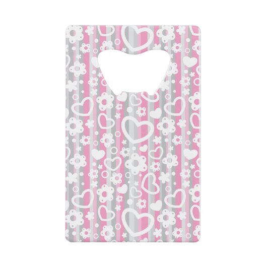 Patroon met hart en bloemen creditkaart flessenopener (Voorkant)