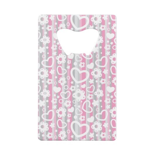 Patroon met hart en bloemen creditkaart flessenopener (Achterkant)