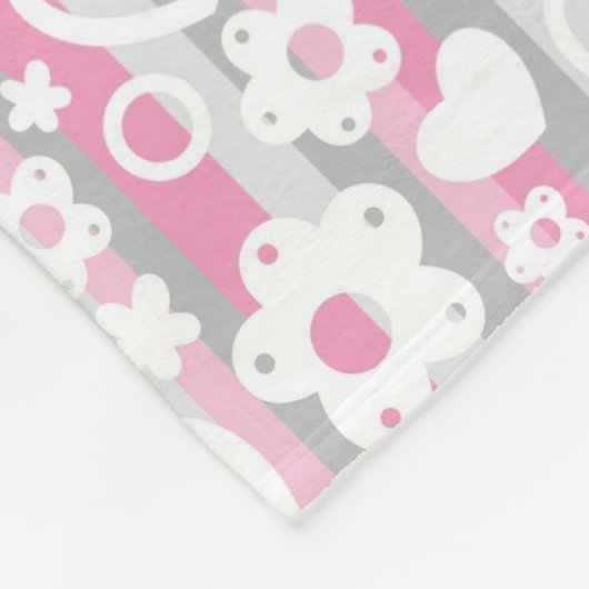 Patroon met hart en bloemen fleece deken (Hoek)