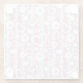 Patroon met hart en bloemen glazen onderzetter (Achterkant)