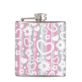 Patroon met hart en bloemen heupfles (Voorkant)