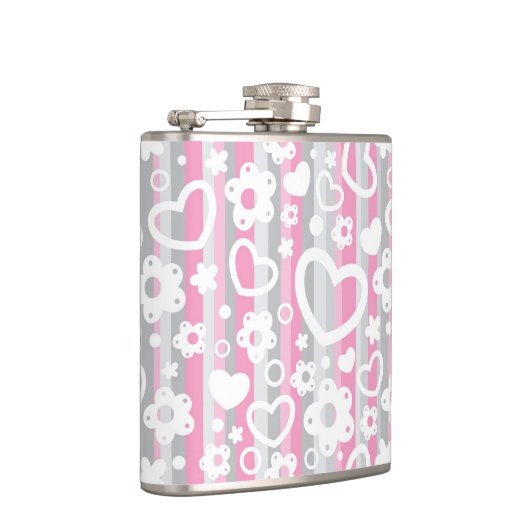 Patroon met hart en bloemen heupfles (Rechts)