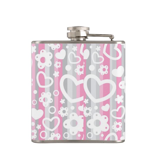 Patroon met hart en bloemen heupfles (Achterkant)