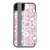 Patroon met hart en bloemen incipio iPhone portemonnee hoesje (Agenda Achterkant)