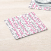 Patroon met hart en bloemen kartonnen onderzetters (Schuin)