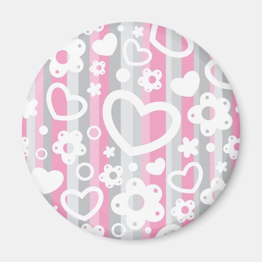 Patroon met hart en bloemen magneet (Voorkant)