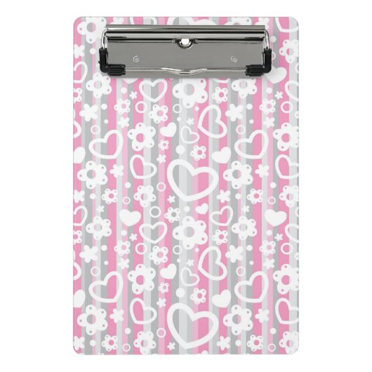 Patroon met hart en bloemen mini klembord (Voorkant)