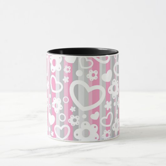 Patroon met hart en bloemen mok (Midden)