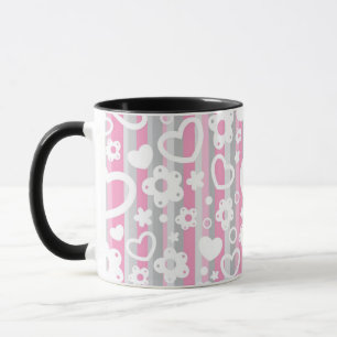 Patroon met hart en bloemen mok