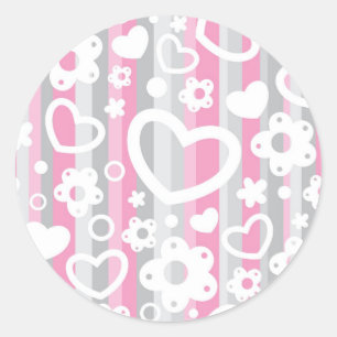 Patroon met hart en bloemen ronde sticker