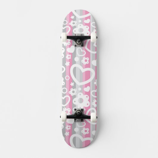 Patroon met hart en bloemen skateboard (Voorkant)