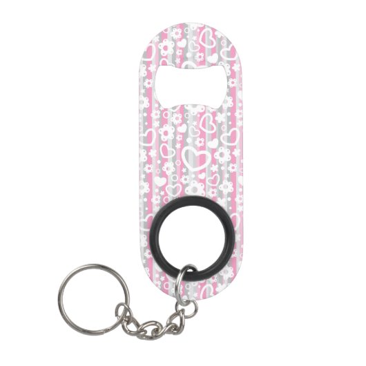 Patroon met hart en bloemen sleutelhanger flessenopener (Voorkant)