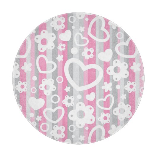 Patroon met hart en bloemen snijplank (Voorkant)