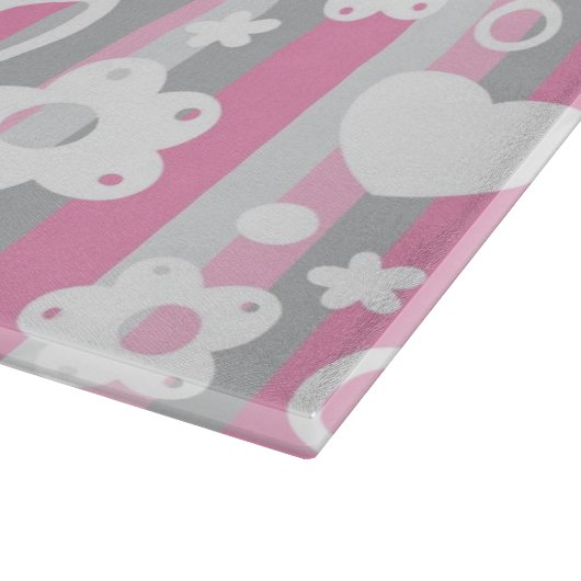 Patroon met hart en bloemen snijplank (Hoek)