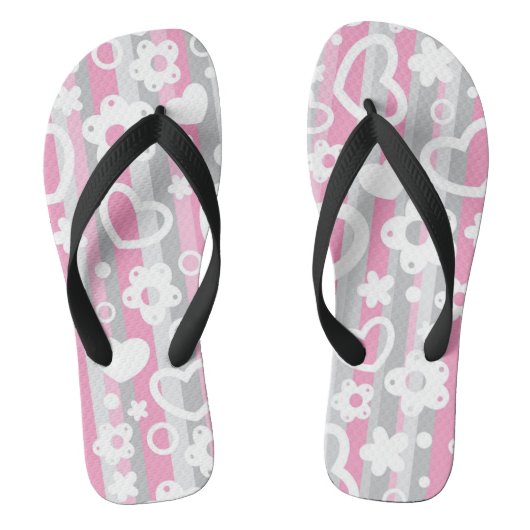 Patroon met hart en bloemen teenslippers (Voetbed)