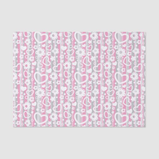 Patroon met hart en bloemen tissuepapier (Voorkant)