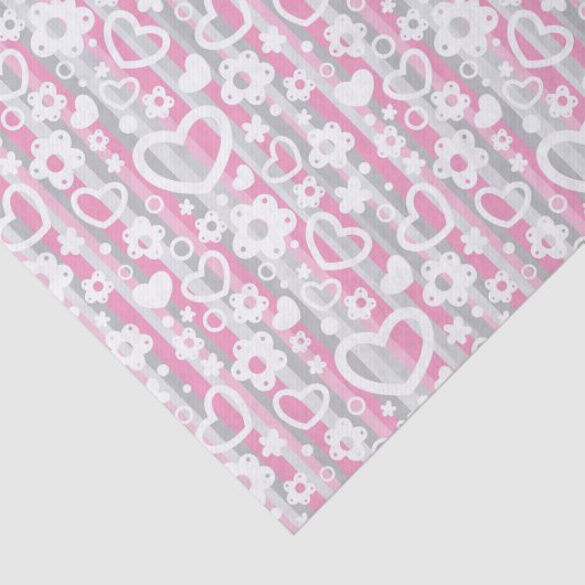 Patroon met hart en bloemen tissuepapier (Detail)