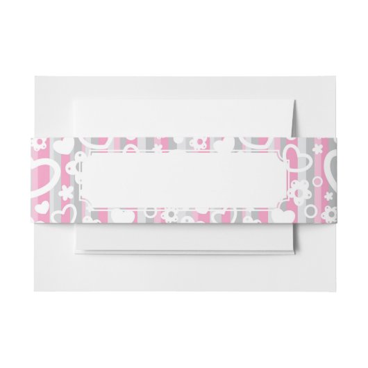 Patroon met hart en bloemen uitnodigingen wikkel (Voorkant Voorbeeld)