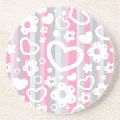 Patroon met hart en bloemen zandsteen onderzetter (Voorkant)