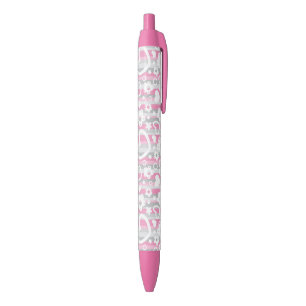 Patroon met hart en bloemen zwarte inkt pen