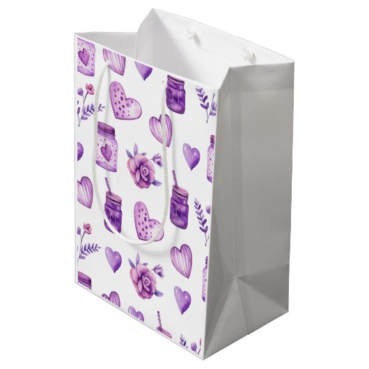 Patroon met harten voor Valentijnsdag Medium Cadeauzakje (Achterkant Gekanteld)