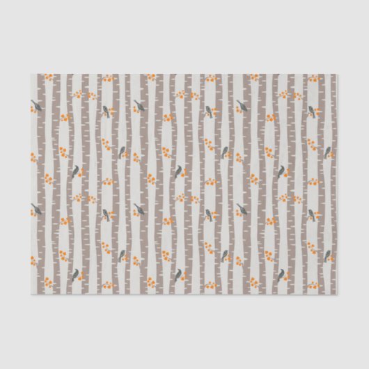 Patroon met herfstbomen en vogels tissuepapier (Voorkant)