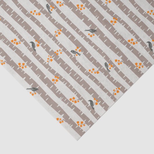 Patroon met herfstbomen en vogels tissuepapier (Detail)