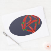 Patroon met hete rode chilipepers ovale sticker (Envelop)