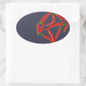 Patroon met hete rode chilipepers ovale sticker (Tas)