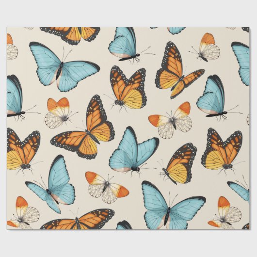 patroon met hoge gedetailleerde tropische butterf cadeaupapier (Vlak)