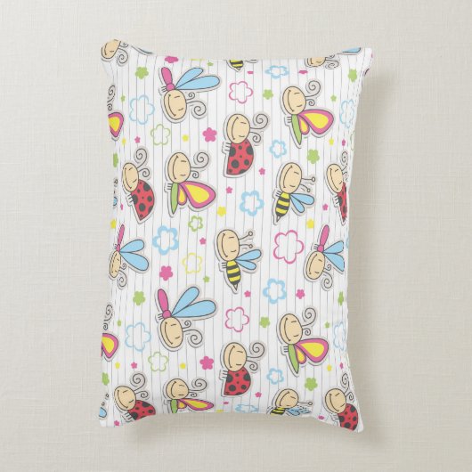 patroon met insecten decoratief kussen (Achterkant (Verticaal))