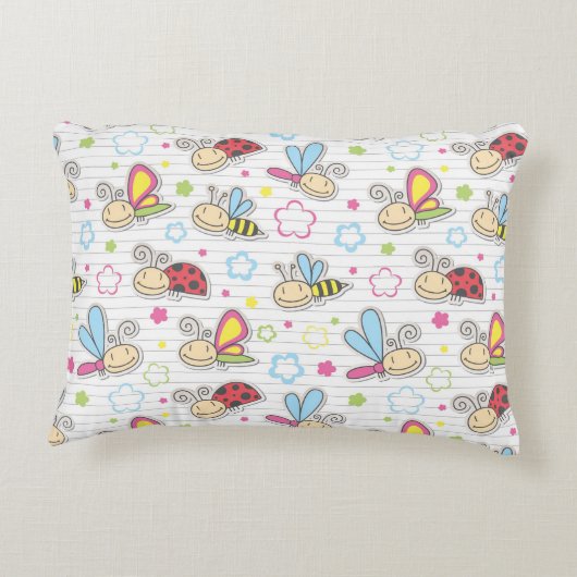 patroon met insecten decoratief kussen (Achterkant)