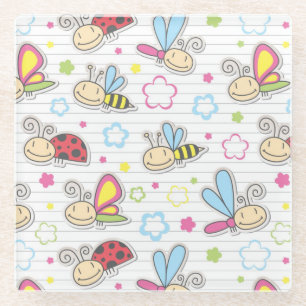 patroon met insecten glazen onderzetter