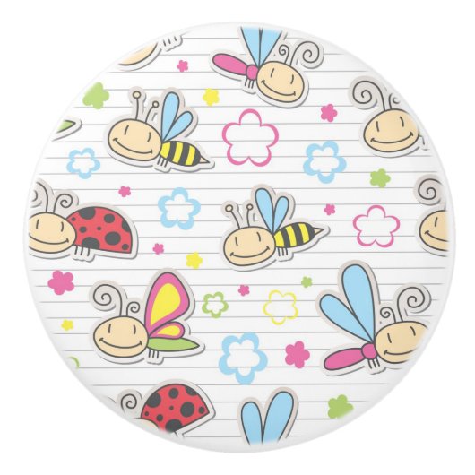 patroon met insecten keramische knop (Voorkant)