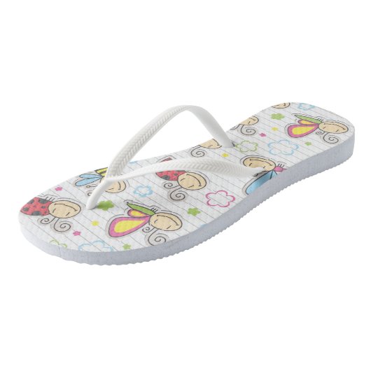 patroon met insecten teenslippers (Schuin)