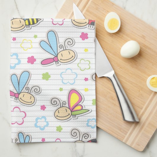 patroon met insecten theedoek (Quarter Fold)