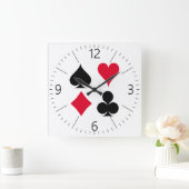 Patroon met kaartsymbolen afspelen vierkante klok (Huis)