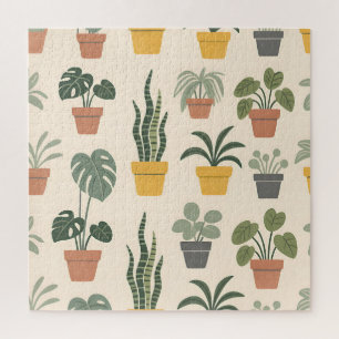 Patroon met kamerplanten in potten legpuzzel