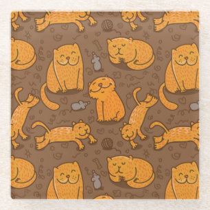 Patroon met katten glazen onderzetter