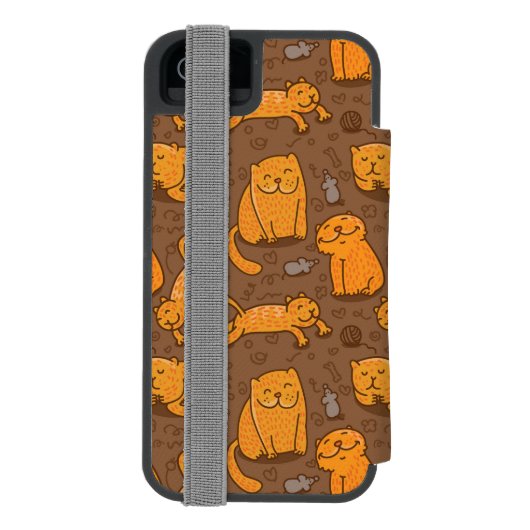 Patroon met katten incipio iPhone portemonnee hoesje (Agenda Achterkant)