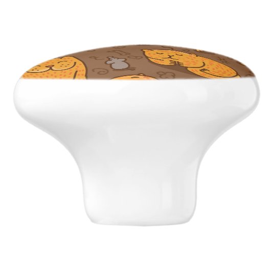 Patroon met katten keramische knop (Zijkant)