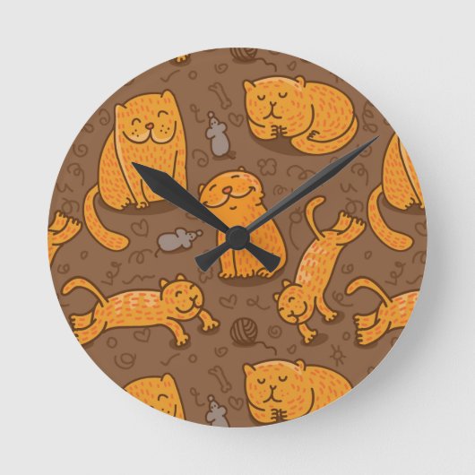 Patroon met katten ronde klok (Voorkant)