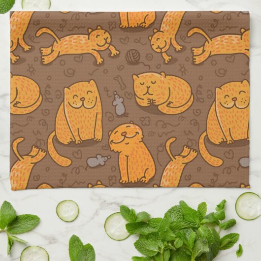 Patroon met katten theedoek (Gevouwen)