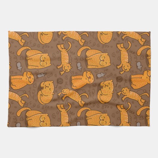 Patroon met katten theedoek (Horizontaal)