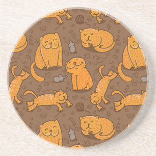 Patroon met katten zandsteen onderzetter